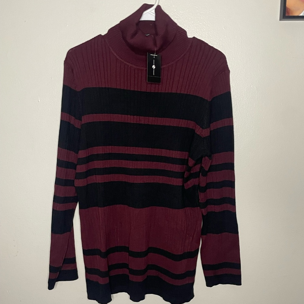 NWT Striped Burgundy and Black Sweater